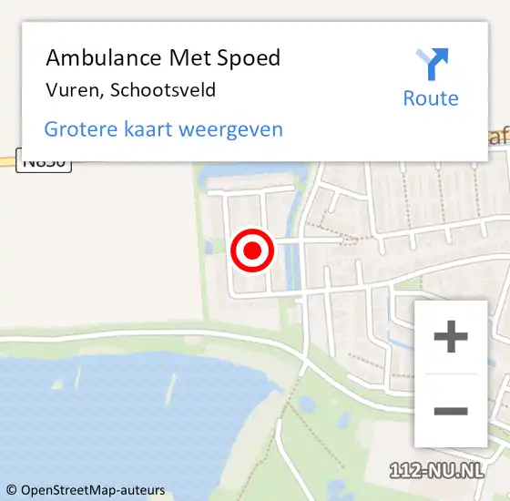 Locatie op kaart van de 112 melding: Ambulance Met Spoed Naar Vuren, Schootsveld op 15 februari 2018 21:39