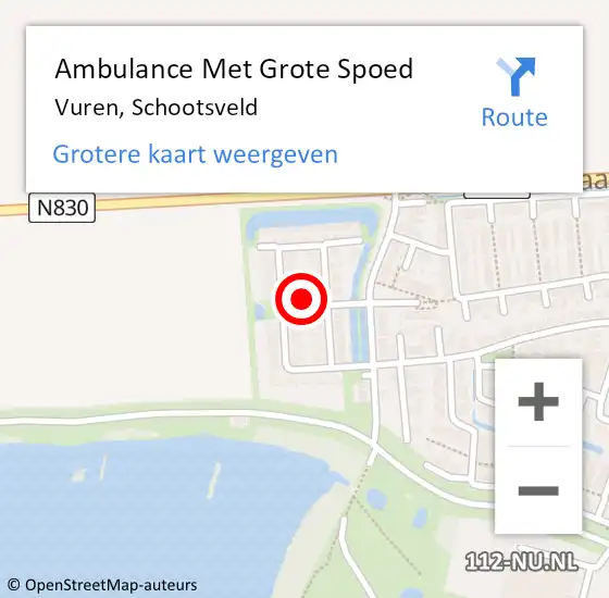 Locatie op kaart van de 112 melding: Ambulance Met Grote Spoed Naar Vuren, Schootsveld op 15 februari 2018 21:42