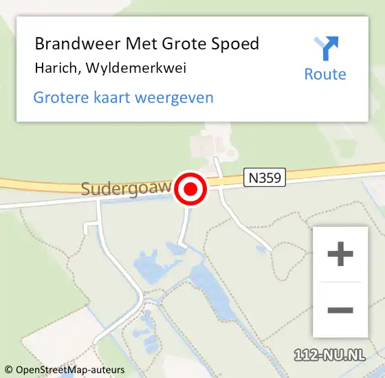 Locatie op kaart van de 112 melding: Brandweer Met Grote Spoed Naar Harich, Wyldemerkwei op 15 februari 2018 22:47