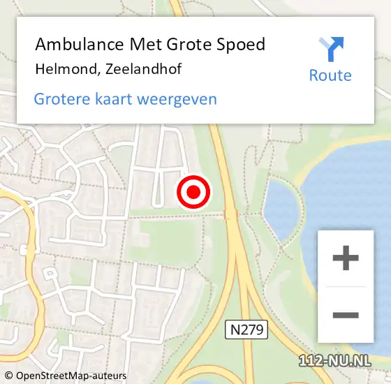 Locatie op kaart van de 112 melding: Ambulance Met Grote Spoed Naar Helmond, Zeelandhof op 15 februari 2018 22:59