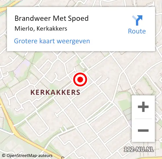 Locatie op kaart van de 112 melding: Brandweer Met Spoed Naar Mierlo, Kerkakkers op 15 februari 2018 23:29