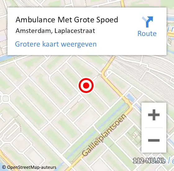 Locatie op kaart van de 112 melding: Ambulance Met Grote Spoed Naar Amsterdam, Laplacestraat op 16 februari 2018 00:37