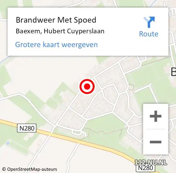 Locatie op kaart van de 112 melding: Brandweer Met Spoed Naar Baexem, Hubert Cuyperslaan op 16 februari 2018 01:43