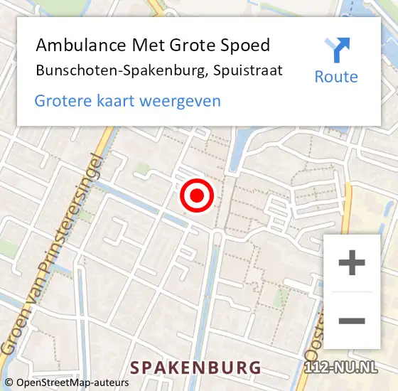 Locatie op kaart van de 112 melding: Ambulance Met Grote Spoed Naar Bunschoten-Spakenburg, Spuistraat op 16 februari 2018 03:04