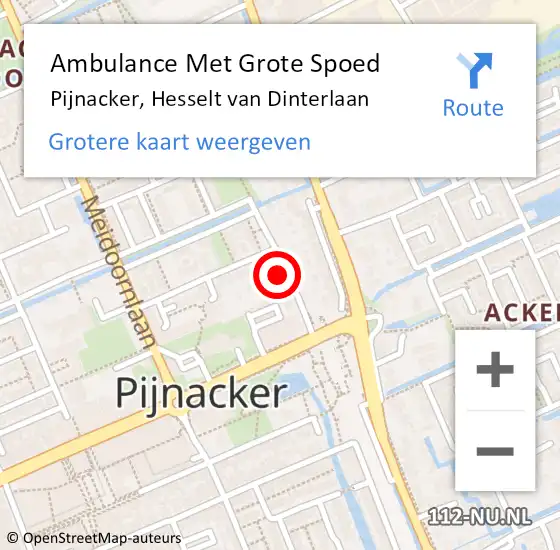 Locatie op kaart van de 112 melding: Ambulance Met Grote Spoed Naar Pijnacker, Hesselt van Dinterlaan op 16 februari 2018 03:14