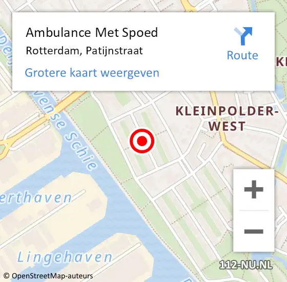 Locatie op kaart van de 112 melding: Ambulance Met Spoed Naar Rotterdam, Patijnstraat op 16 februari 2018 03:15