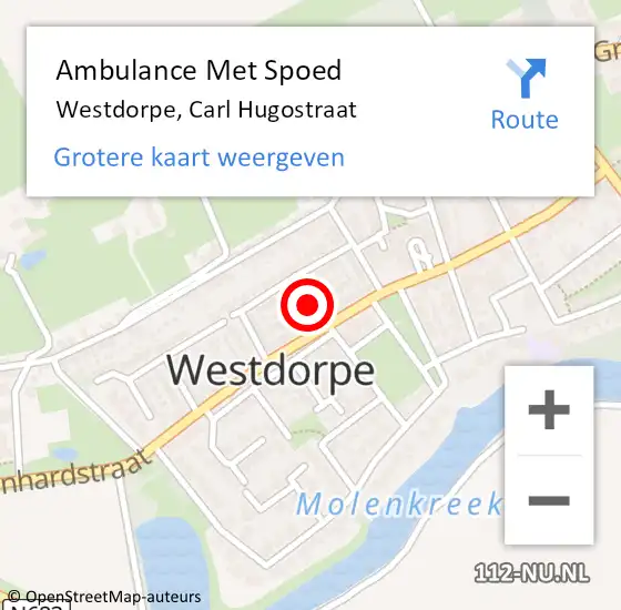 Locatie op kaart van de 112 melding: Ambulance Met Spoed Naar Westdorpe, Carl Hugostraat op 16 februari 2014 12:21