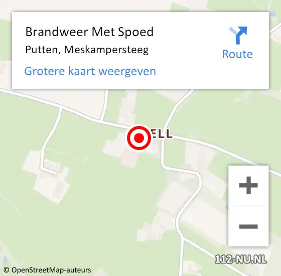 Locatie op kaart van de 112 melding: Brandweer Met Spoed Naar Putten, Meskampersteeg op 16 februari 2014 12:27