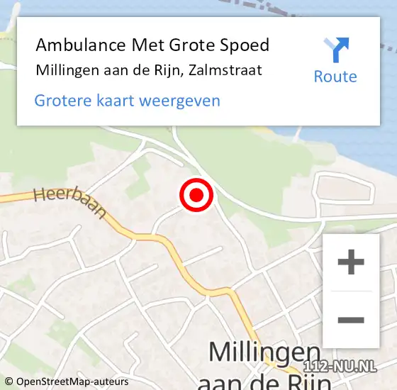 Locatie op kaart van de 112 melding: Ambulance Met Grote Spoed Naar Millingen aan de Rijn, Zalmstraat op 16 februari 2018 06:52