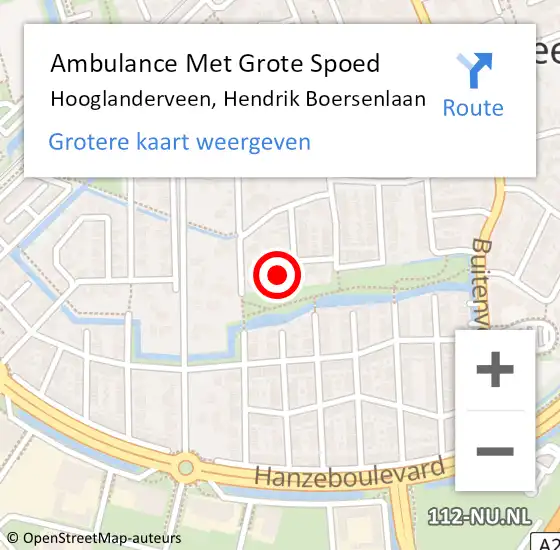 Locatie op kaart van de 112 melding: Ambulance Met Grote Spoed Naar Hooglanderveen, Hendrik Boersenlaan op 16 februari 2018 07:26