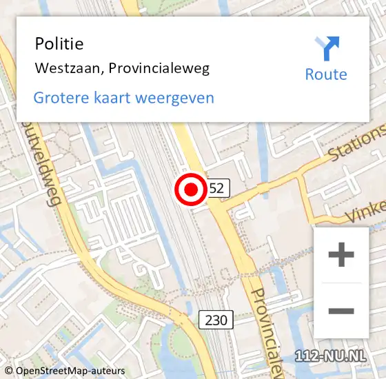 Locatie op kaart van de 112 melding: Politie Westzaan, Provincialeweg op 16 februari 2018 07:51