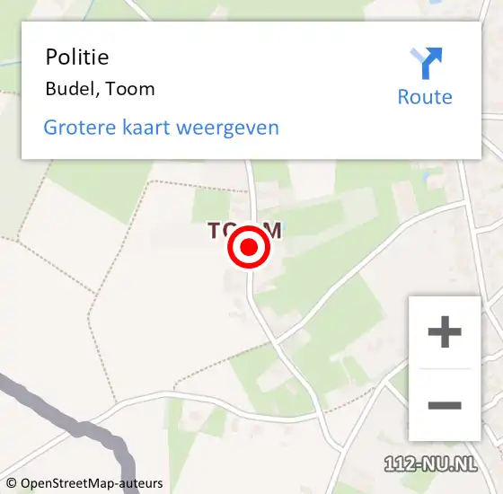 Locatie op kaart van de 112 melding: Politie Budel, Toom op 16 februari 2018 08:18