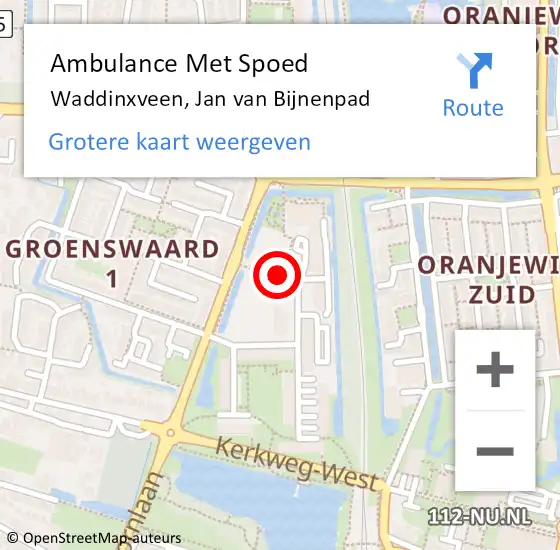 Locatie op kaart van de 112 melding: Ambulance Met Spoed Naar Waddinxveen, Jan van Bijnenpad op 16 februari 2018 11:08