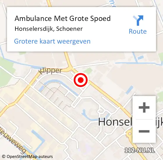 Locatie op kaart van de 112 melding: Ambulance Met Grote Spoed Naar Honselersdijk, Schoener op 16 februari 2018 11:13