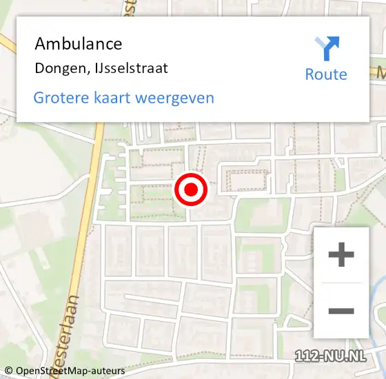 Locatie op kaart van de 112 melding: Ambulance Dongen, IJsselstraat op 16 februari 2018 11:25