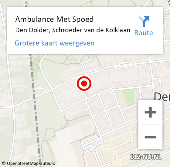 Locatie op kaart van de 112 melding: Ambulance Met Spoed Naar Den Dolder, Schroeder van de Kolklaan op 16 februari 2018 12:18