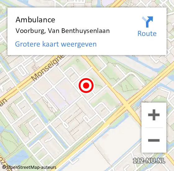 Locatie op kaart van de 112 melding: Ambulance Voorburg, Van Benthuysenlaan op 16 februari 2018 12:19