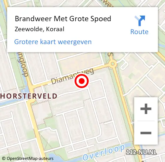 Locatie op kaart van de 112 melding: Brandweer Met Grote Spoed Naar Zeewolde, Koraal op 16 februari 2018 12:19