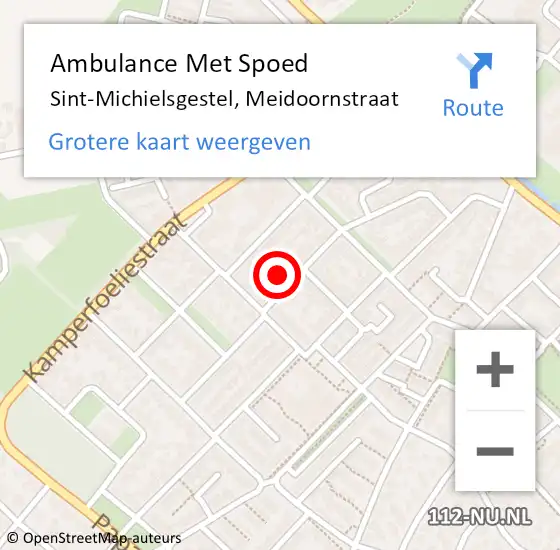 Locatie op kaart van de 112 melding: Ambulance Met Spoed Naar Sint-Michielsgestel, Meidoornstraat op 16 februari 2018 12:25