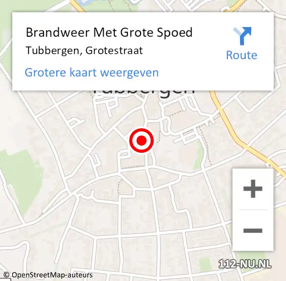 Locatie op kaart van de 112 melding: Brandweer Met Grote Spoed Naar Tubbergen, Grotestraat op 16 februari 2018 12:29