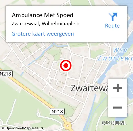 Locatie op kaart van de 112 melding: Ambulance Met Spoed Naar Zwartewaal, Wilhelminaplein op 16 februari 2018 12:30