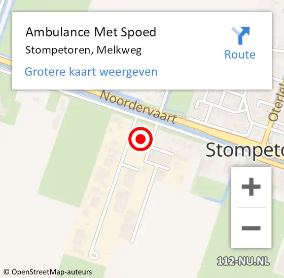 Locatie op kaart van de 112 melding: Ambulance Met Spoed Naar Stompetoren, Melkweg op 16 februari 2018 12:49