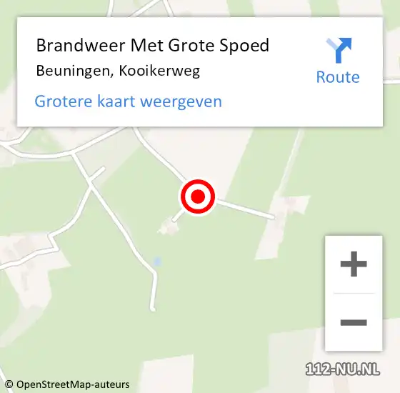 Locatie op kaart van de 112 melding: Brandweer Met Grote Spoed Naar Beuningen, Kooikerweg op 16 februari 2018 13:31