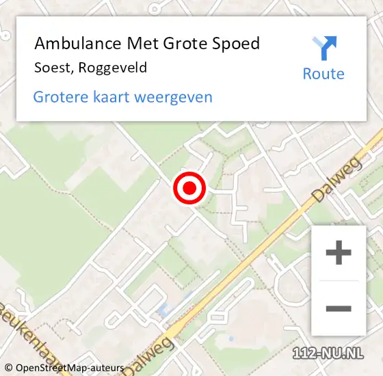 Locatie op kaart van de 112 melding: Ambulance Met Grote Spoed Naar Soest, Roggeveld op 16 februari 2018 14:02