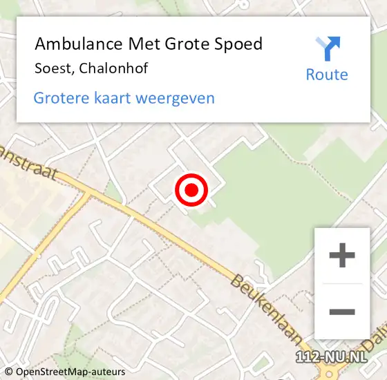 Locatie op kaart van de 112 melding: Ambulance Met Grote Spoed Naar Soest, Chalonhof op 16 februari 2018 15:03