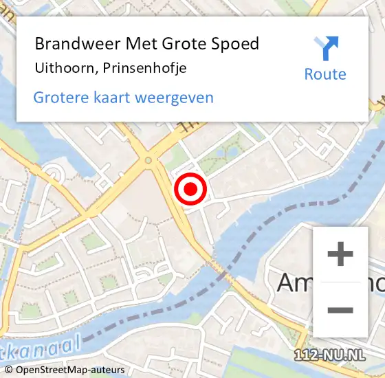 Locatie op kaart van de 112 melding: Brandweer Met Grote Spoed Naar Uithoorn, Prinsenhofje op 16 februari 2018 15:03