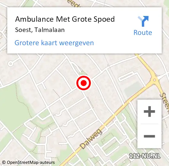 Locatie op kaart van de 112 melding: Ambulance Met Grote Spoed Naar Soest, Talmalaan op 16 februari 2018 15:05