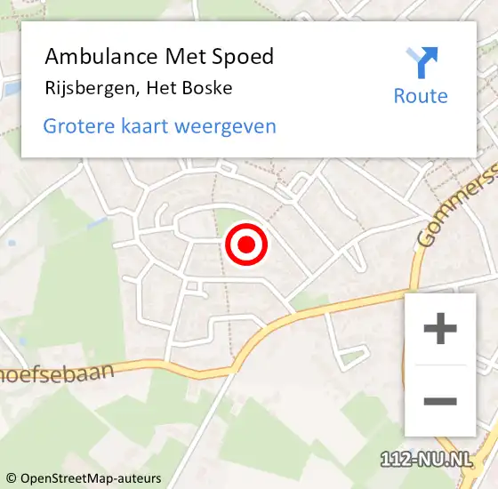 Locatie op kaart van de 112 melding: Ambulance Met Spoed Naar Rijsbergen, Het Boske op 16 februari 2018 15:08