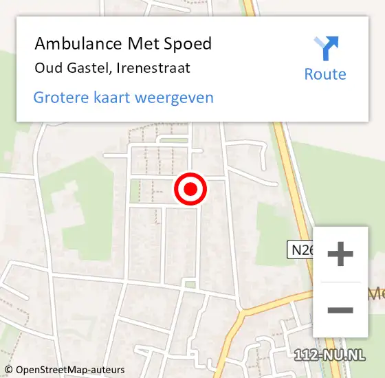 Locatie op kaart van de 112 melding: Ambulance Met Spoed Naar Oud Gastel, Irenestraat op 16 februari 2018 15:20