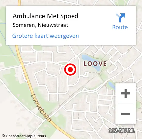 Locatie op kaart van de 112 melding: Ambulance Met Spoed Naar Someren, Nieuwstraat op 16 februari 2018 15:27