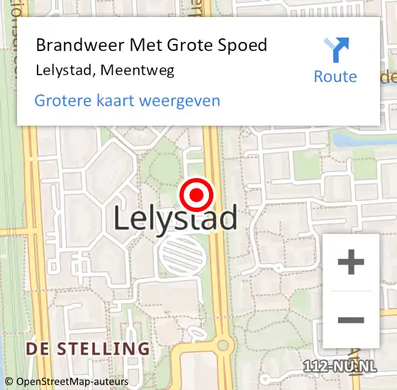 Locatie op kaart van de 112 melding: Brandweer Met Grote Spoed Naar Lelystad, Meentweg op 16 februari 2018 15:30