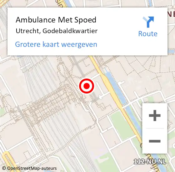 Locatie op kaart van de 112 melding: Ambulance Met Spoed Naar Utrecht, Godebaldkwartier op 16 februari 2018 15:55