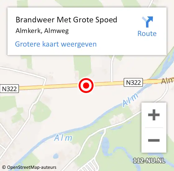 Locatie op kaart van de 112 melding: Brandweer Met Grote Spoed Naar Almkerk, Almweg op 16 februari 2018 16:24