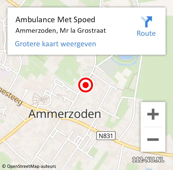 Locatie op kaart van de 112 melding: Ambulance Met Spoed Naar Ammerzoden, Mr la Grostraat op 16 februari 2018 17:10