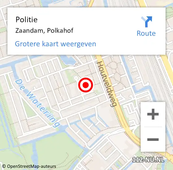 Locatie op kaart van de 112 melding: Politie Zaandam, Polkahof op 16 februari 2018 17:15