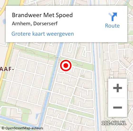Locatie op kaart van de 112 melding: Brandweer Met Spoed Naar Arnhem, Dorserserf op 16 februari 2018 17:27