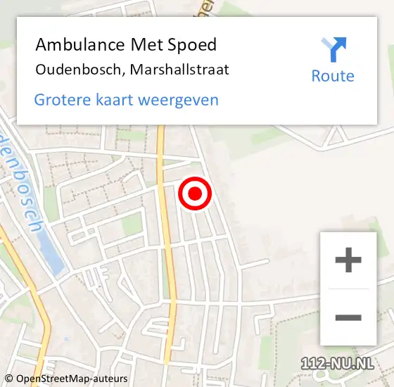 Locatie op kaart van de 112 melding: Ambulance Met Spoed Naar Oudenbosch, Marshallstraat op 16 februari 2018 17:57