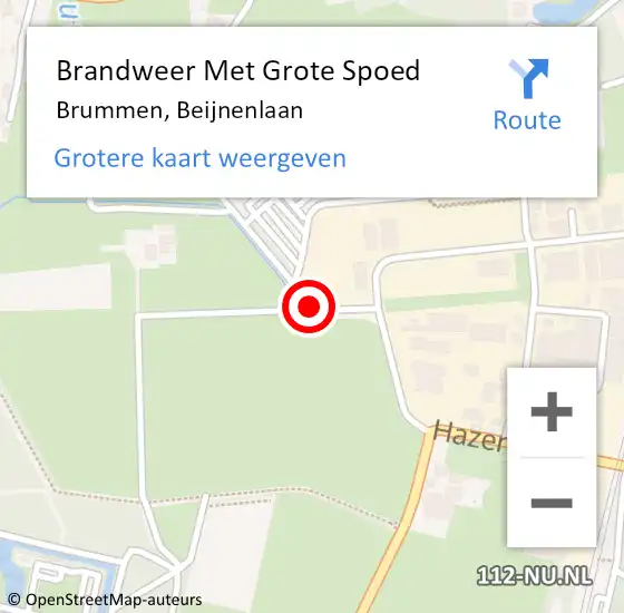 Locatie op kaart van de 112 melding: Brandweer Met Grote Spoed Naar Brummen, Beijnenlaan op 16 februari 2018 18:55