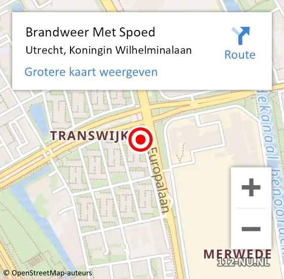 Locatie op kaart van de 112 melding: Brandweer Met Spoed Naar Utrecht, Koningin Wilhelminalaan op 16 februari 2018 18:59