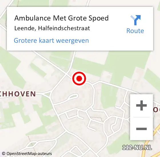 Locatie op kaart van de 112 melding: Ambulance Met Grote Spoed Naar Leende, Halfeindschestraat op 16 februari 2018 19:12