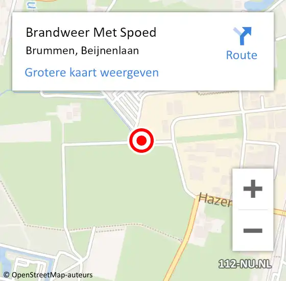 Locatie op kaart van de 112 melding: Brandweer Met Spoed Naar Brummen, Beijnenlaan op 16 februari 2018 19:15