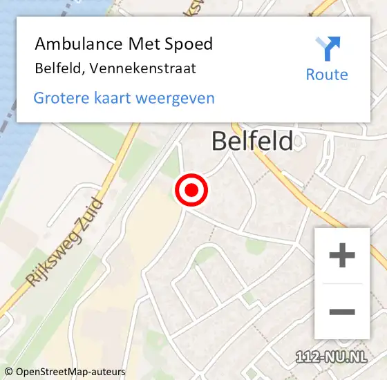 Locatie op kaart van de 112 melding: Ambulance Met Spoed Naar Belfeld, Vennekenstraat op 22 september 2013 17:26