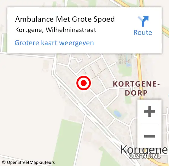 Locatie op kaart van de 112 melding: Ambulance Met Grote Spoed Naar Kortgene, Wilhelminastraat op 16 februari 2018 19:23