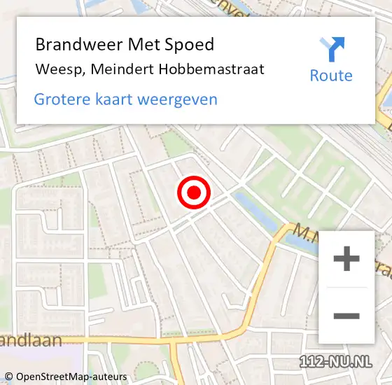 Locatie op kaart van de 112 melding: Brandweer Met Spoed Naar Weesp, Meindert Hobbemastraat op 16 februari 2018 19:25