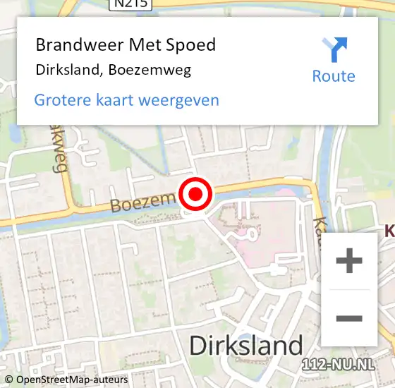 Locatie op kaart van de 112 melding: Brandweer Met Spoed Naar Dirksland, Boezemweg op 16 februari 2018 19:25