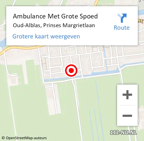 Locatie op kaart van de 112 melding: Ambulance Met Grote Spoed Naar Oud-Alblas, Prinses Margrietlaan op 16 februari 2018 20:03